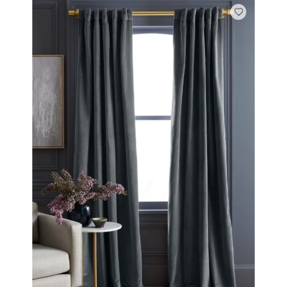NWOT QUINCE Slate Cotton Velvet Minimalist Modern Single Panel Curtain 48X84 $80